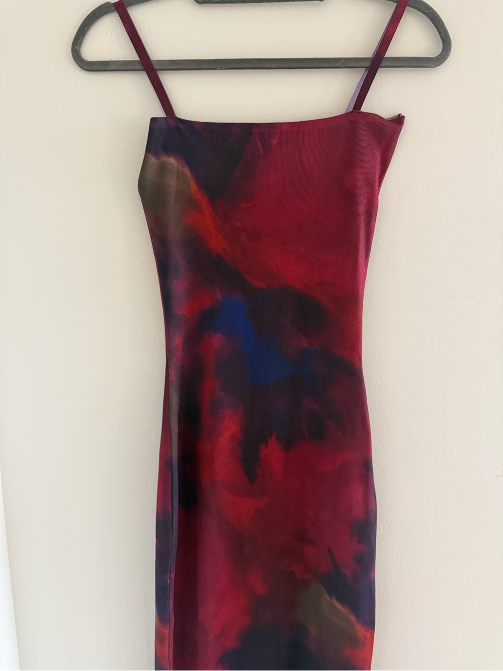 Zara Burgundy Marble Print Slip Midi Dress